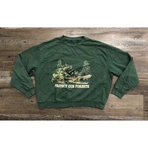 PS/LA Protect Our Forests Womens Medium Crewneck Sweatshirt Green